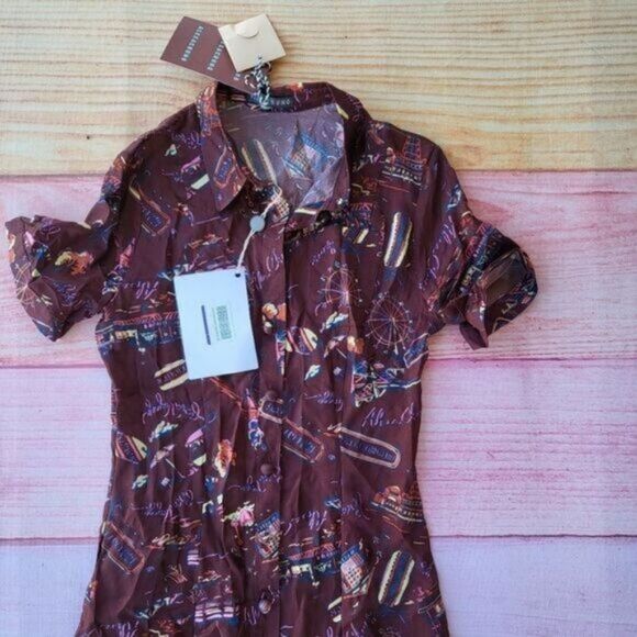 NWT Alexa Chung Burgundy Bon Voyage Habotai‎ Silky Maxi Shirt Dress Size 6US - Picture 2 of 9